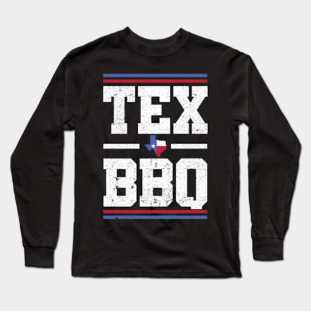 Texas BBQ and Grill Lovers | Humorous Tex Distressed Style Long Sleeve T-Shirt by missalona